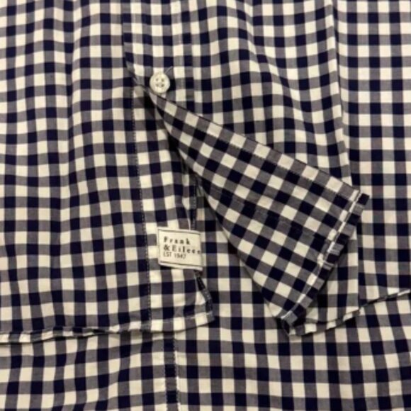 Frank & Eileen Men’s Finbar Blue White Gingham Check Button Down Size Large - Picture 6 of 8